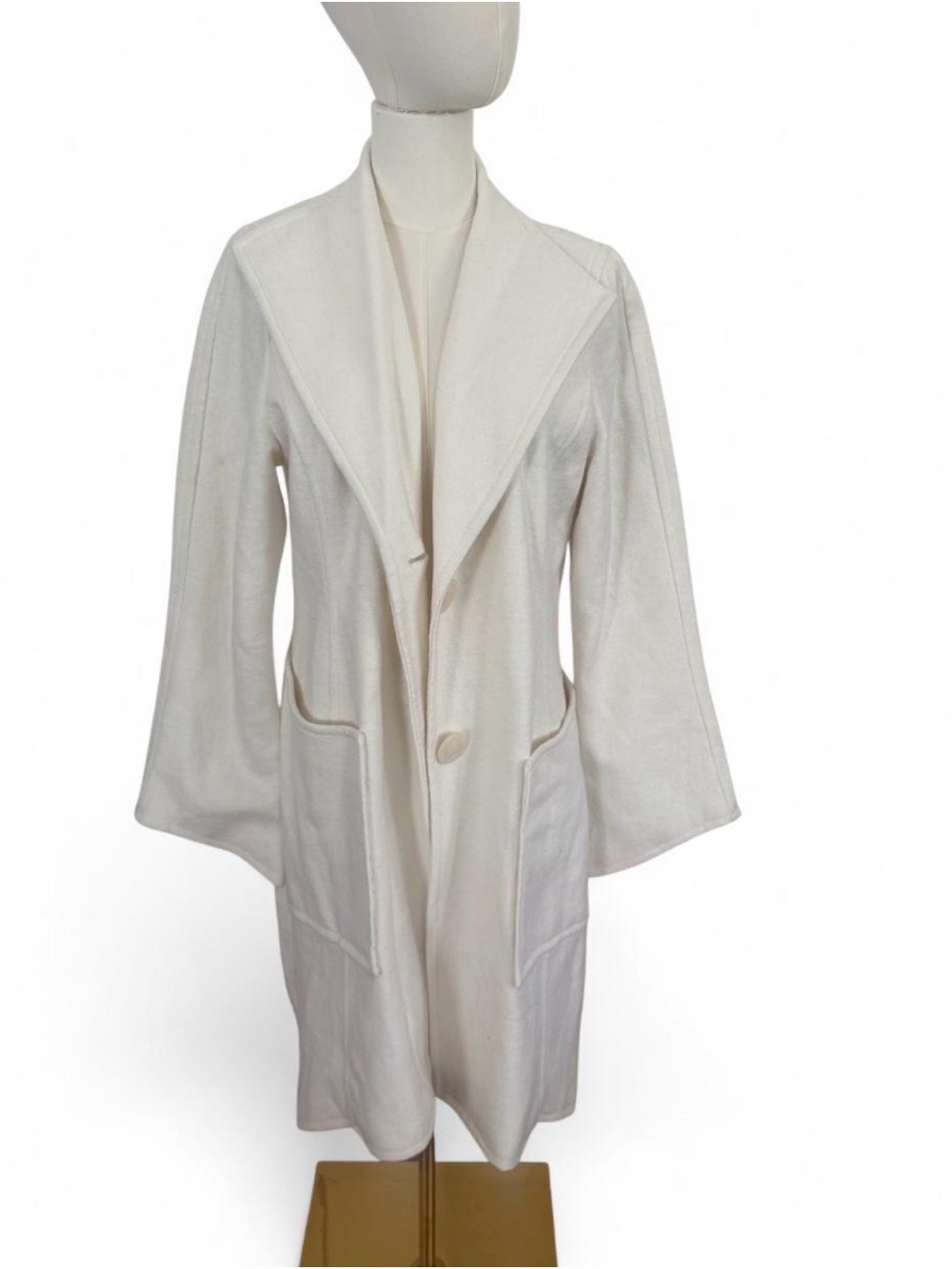 Cream Open Front Coatigan with Large Collar